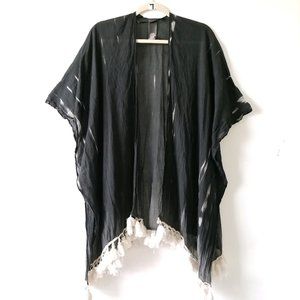 Vince Camuto Womens Black Tasseled Hem Kaftan Style Swim Cover Up Size 0
